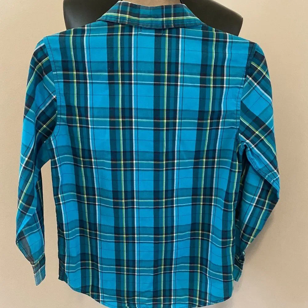 Old Navy Button Down Long Sleeve Collared Checked Boys Shirt Size L